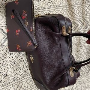 Oxblood Coach Lane satchel with matching wristlet